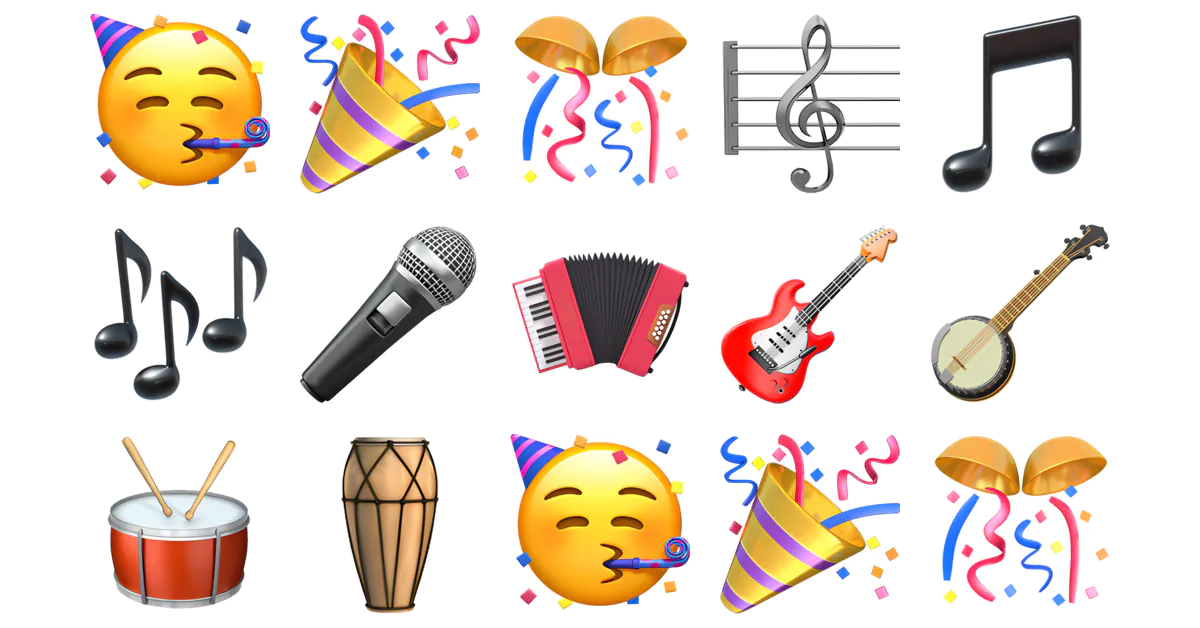 🥁 Drum Roll Emojis 🎶🎵🎼🎉🎊 Copy & Combos