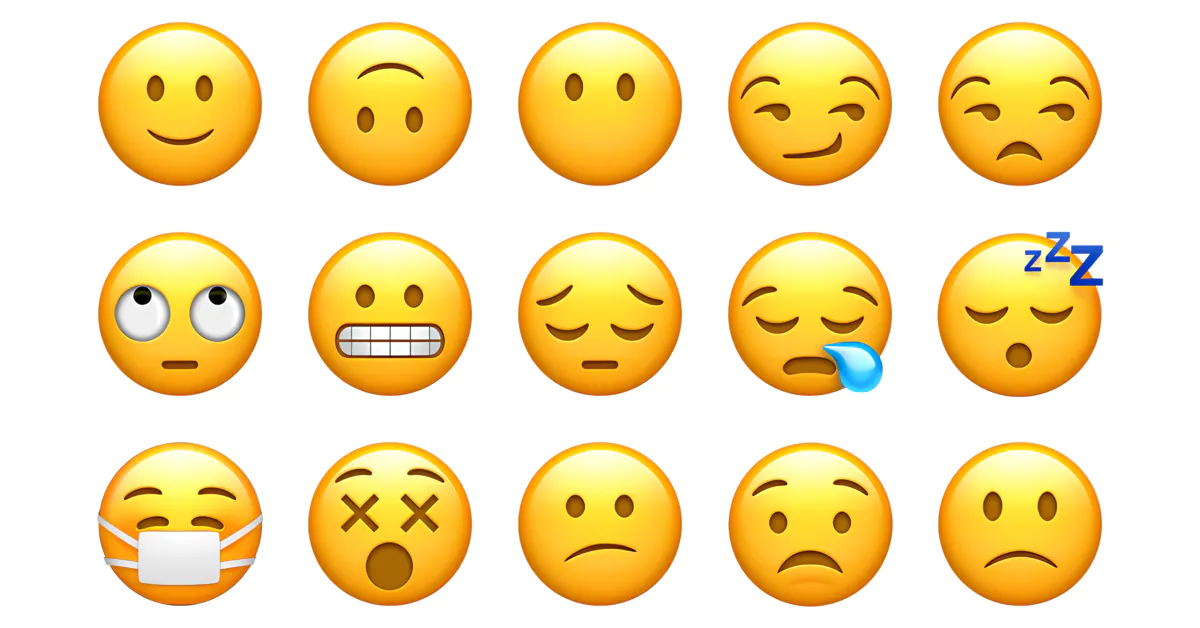 😏 Slant Face Emojis 😒😔😕😖😞 Copy & Combos